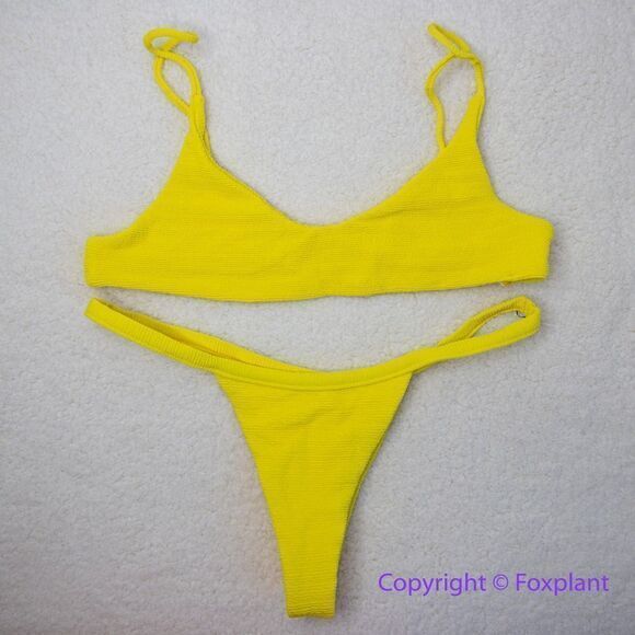 New! Set! Mello the Label low‎ cut top and Brazilian bottom Limao yellow, size M - Picture 3 of 16